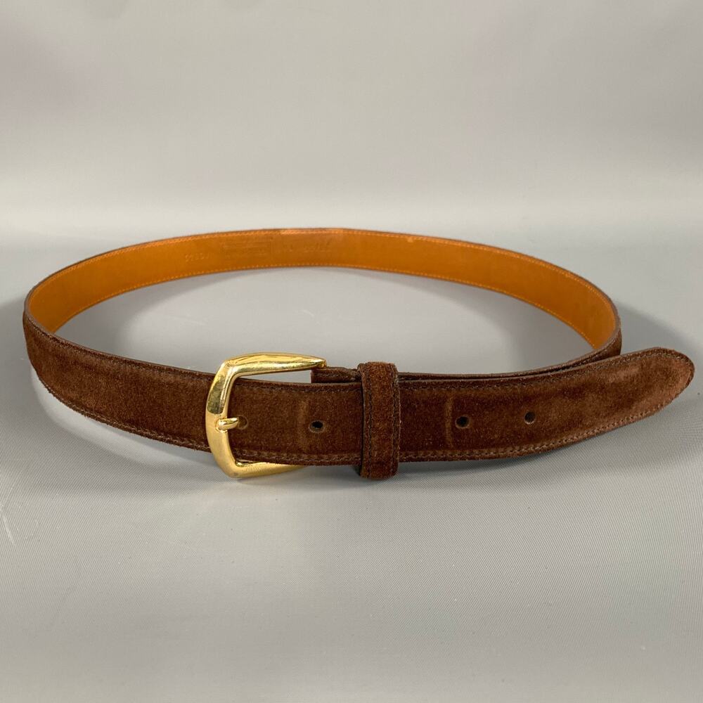 COLE HAAN Size 38 Brown Textured Suede Belt